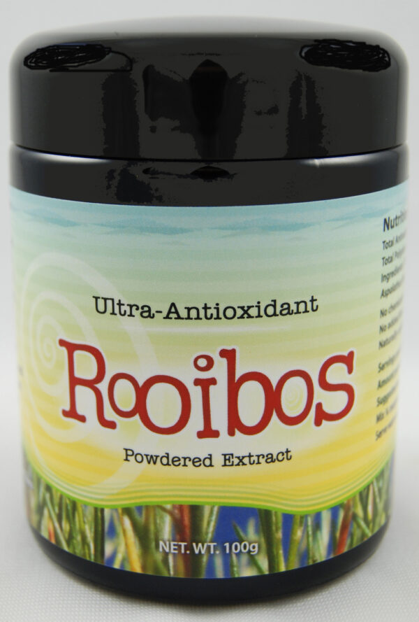 A jar of ultra-antioxidant rooibos tea.
